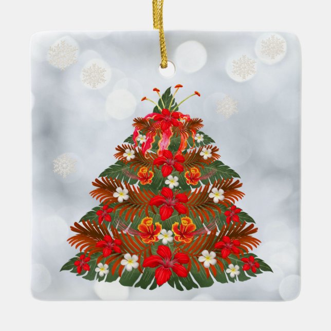 Hawaiian Floral Weihnachtsbaum Holiday Ornament (Vorderseite)