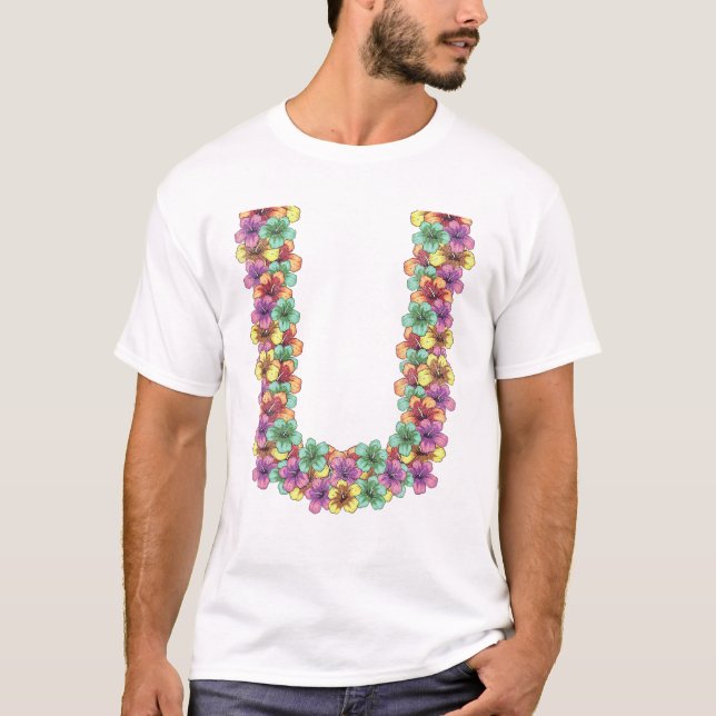 Hawaiian Flower Chain Tropical T-Shirt (Vorderseite)