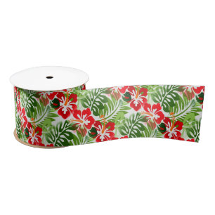 Hawaiian Flower Pattern Tropical Beach Weihnachten Satinband