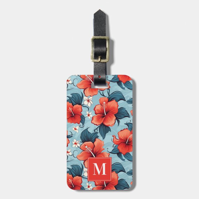 Hawaiian Flowers Luggage Tag Gepäckanhänger (Vorderseite vertikal)