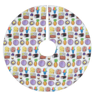 Hawaiian Foods Loco Moco Ahi Tuna Poké Musubi Polyester Weihnachtsbaumdecke