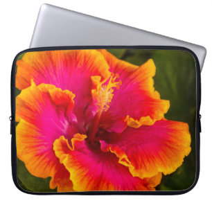 Hawaiian Fuchsia und Orange Hibiskus Wetsuit Laptopschutzhülle