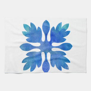 Hawaiian Ginger Quilton Ocean Blue Watercolor Küchentuch