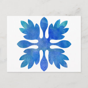 Hawaiian Ginger Quilton Ocean Blue Watercolor Postkarte