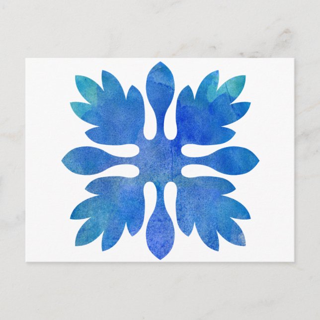 Hawaiian Ginger Quilton Ocean Blue Watercolor Postkarte (Vorderseite)