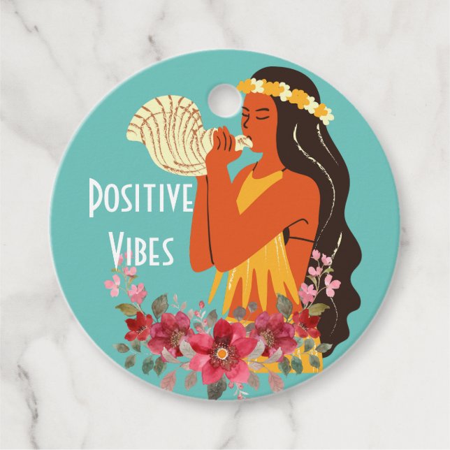 Hawaiian Girl blühende Conch Muschel Personalisier Geschenkanhänger (Vorderseite)