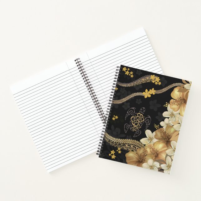 Hawaiian Golden Hibiskus und Tapa Fusion Notebook Notizbuch (Innenseite)