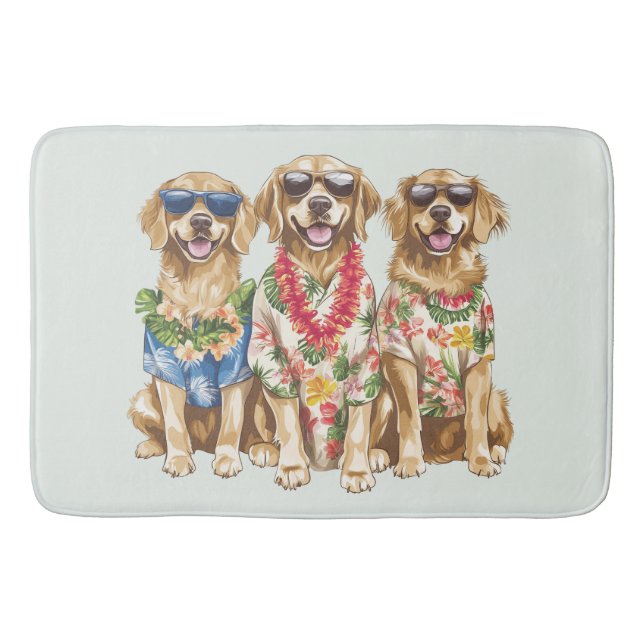 Hawaiian Golden Retriever Dogs Flower Lei Badematte (Vorderseite)