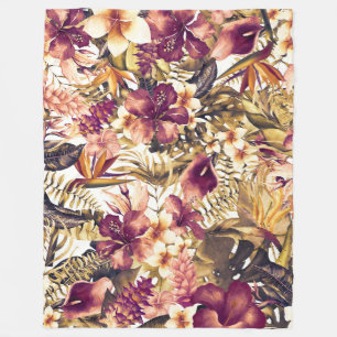 Hawaiian Golden Tropics Elegant Vintage Modern Fleecedecke