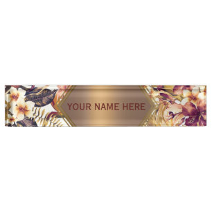 Hawaiian Golden Tropics Elegantes Vintage Glamour Namensplakette