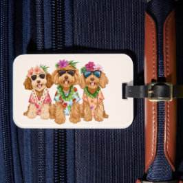 Hawaiian Goldendoodle Dogs Flower Lei Gepäckanhänger