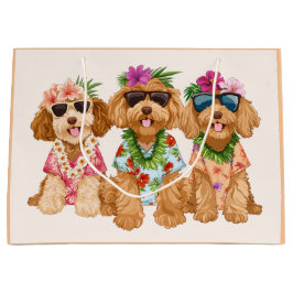 Hawaiian Goldendoodle Dogs Flower Lei Große Geschenktüte