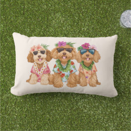 Hawaiian Goldendoodle Dogs Flower Lei Kissen Für Draußen