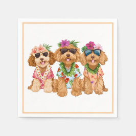 Hawaiian Goldendoodle Dogs Flower Lei Serviette