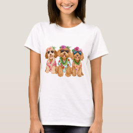 Hawaiian Goldendoodle Dogs Flower Lei T-Shirt