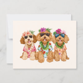 Hawaiian Goldendoodle Hunde Blume Lei Postkarte