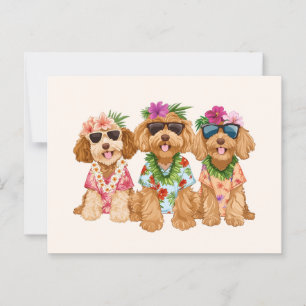 Hawaiian Goldendoodle Hunde Blume Lei Postkarte