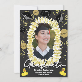 Hawaiian Graduation Plumeria Lei Confetti Photo Karte