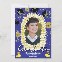 Hawaiian Graduation Plumeria Lei Confetti Photo Karte