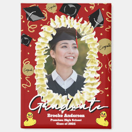 Hawaiian Graduation Plumeria Lei Confetti Photo Ma Magnet