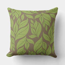 Hawaiian Green und Brown Pattern Throw Kissen