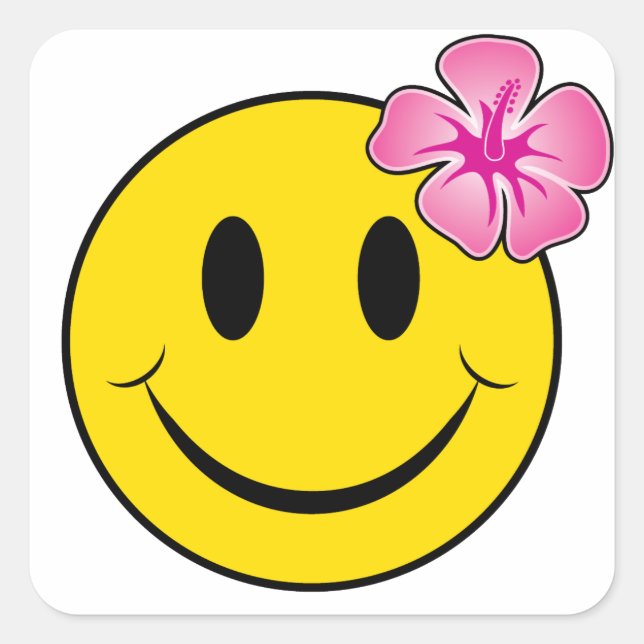 Hawaiian Happy Face Quadratischer Aufkleber (Vorderseite)