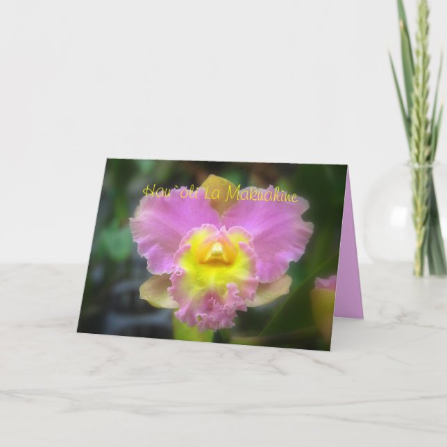 Hawaiian Happy Mother Day Pink Cattleya Orchid C Karte (Vorderseite)