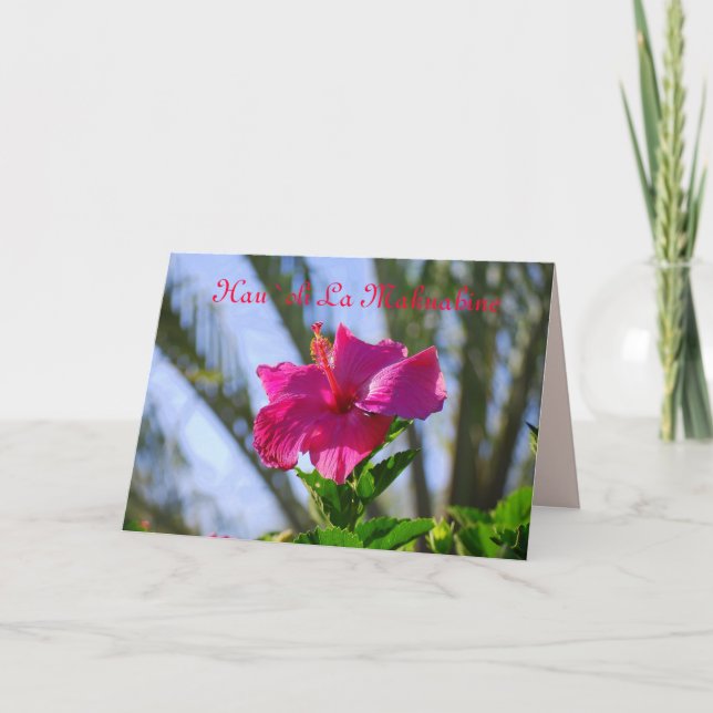 Hawaiian Happy Mother's Day Hot Pink Hibisken Card Karte (Vorderseite)
