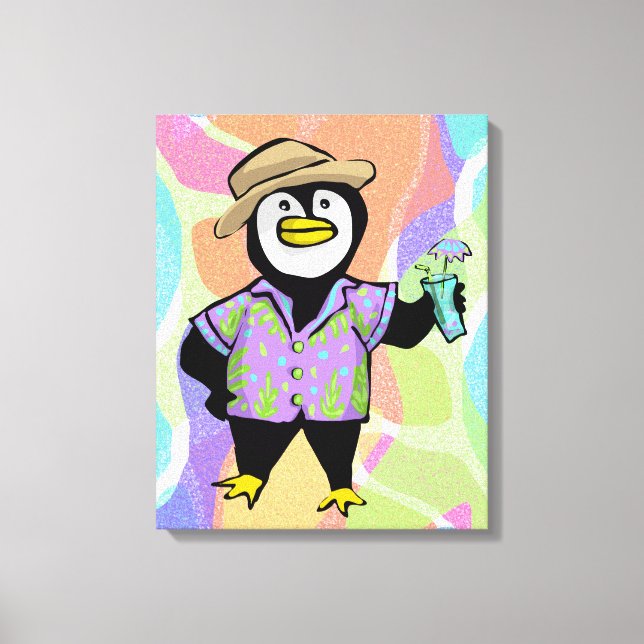 Hawaiian Hemd Pinguin Leinwanddruck (Vorderseite)