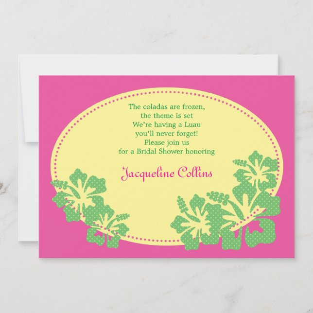 Hawaiian Hibiskus Bridal Dusche Einladung (Vorderseite)