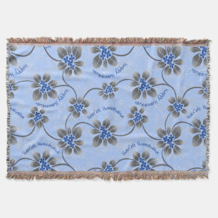 Hawaiian Holly Hanukkah Blue Floral Decke