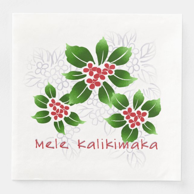 Hawaiian Holly Mele Kalikimaka Christmas Red Serviette (Vorderseite)