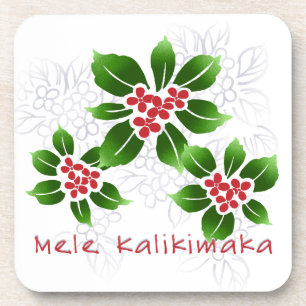 Hawaiian Holly Mele Kalikimaka Christmas Red Untersetzer