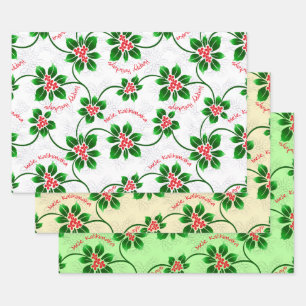 Hawaiian Holly Mele Kalikimaka Weihnachtsfest Rote Geschenkpapier Set