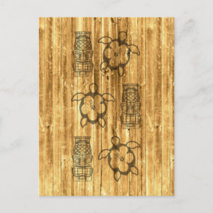 Hawaiian Honu und Tiki Mask Postkarte