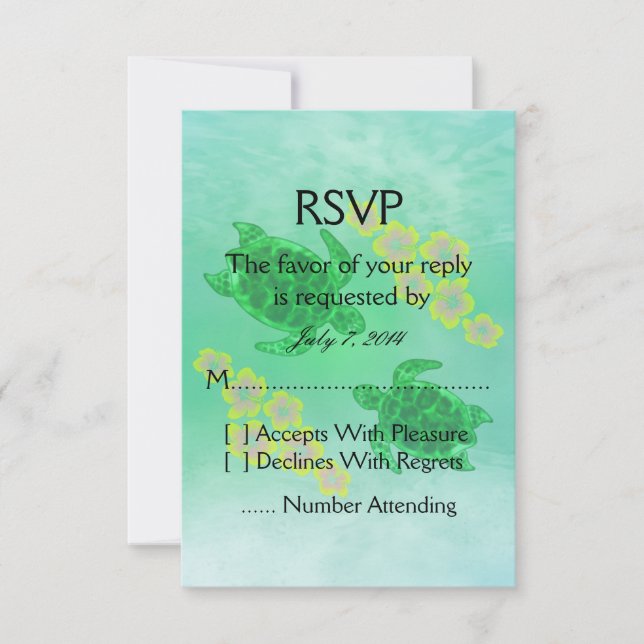 Hawaiian Honu Wedding RSVP Karte (Vorderseite)