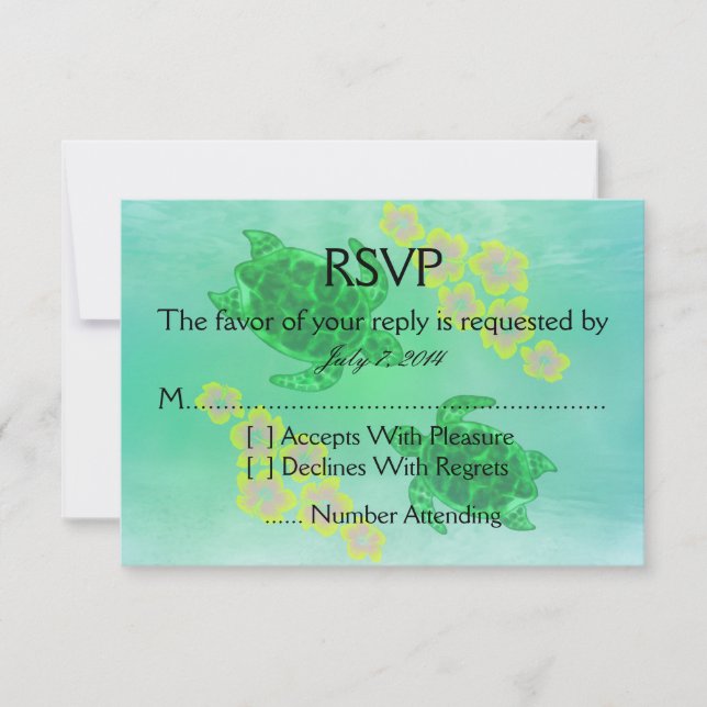 Hawaiian Honu Wedding RSVP Karte (Vorderseite)