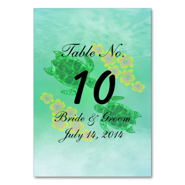 Hawaiian Honu Wedding Tischnummer (Vorderseite)