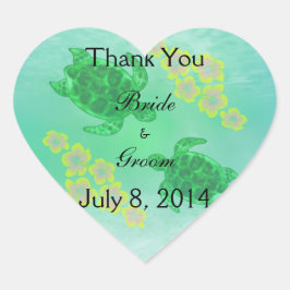 Hawaiian Honu Wedding Vielen Dank Herz-Aufkleber