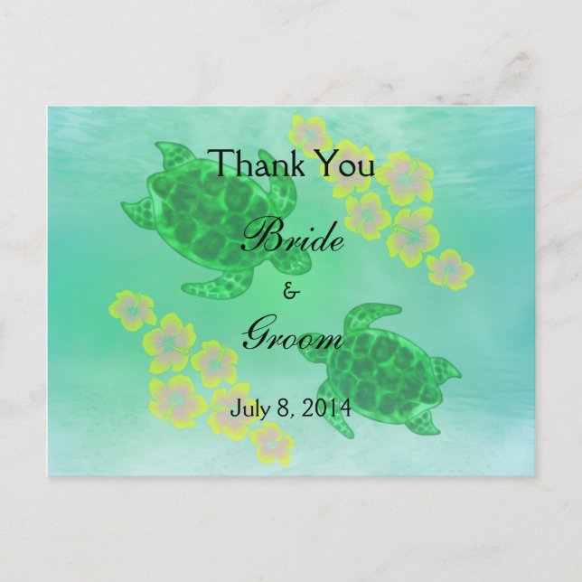 Hawaiian Honu Wedding Vielen Dank Postkarte (Vorderseite)