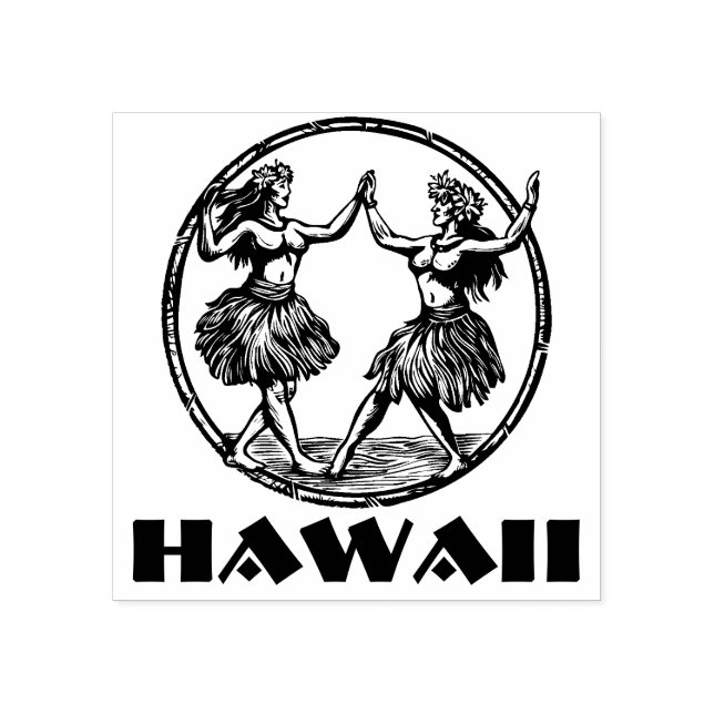 Hawaiian Hula Dancer Girls Rubber Briefmarke Gummistempel (Prägung)