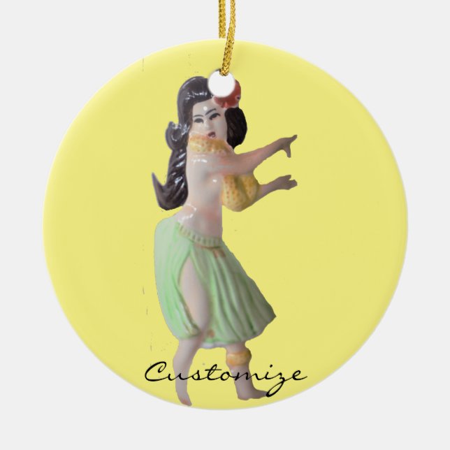 Hawaiian Hula Dancer Thunder_Cove Keramik Ornament (Vorne)