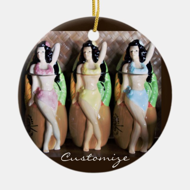 Hawaiian Hula Dancers Thunder_Cove Keramik Ornament (Vorne)