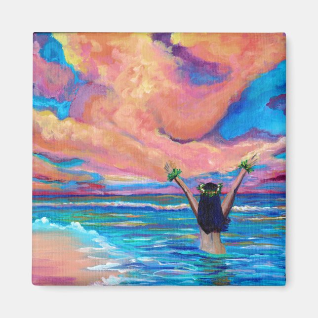 Hawaiian Hula Girl bei Sunrise Magnet (Vorne)