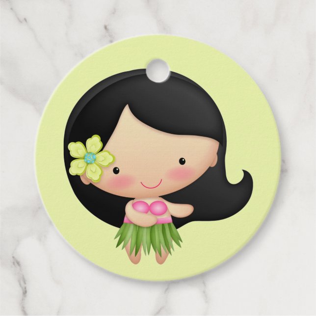 Hawaiian Hula Girl Favor Tags Geschenkanhänger (Vorderseite)