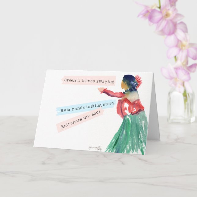 Hawaiian Hula Girl Haiku Poetry Card Karte (Orchidee)