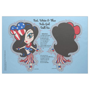 Hawaiian Hula Girl Patriotic Doll Kits und Novelty Stoff