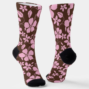 HAWAIIAN HULA (HIBISCUS) BRAUN/ROSA SOCKEN