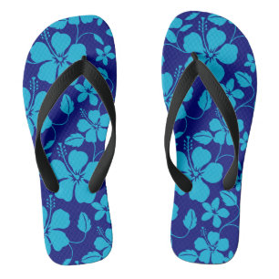 HAWAIIAN HULA (HIBISCUS) DUNKELBLAU/HELLBLAU FLIP FLOPS