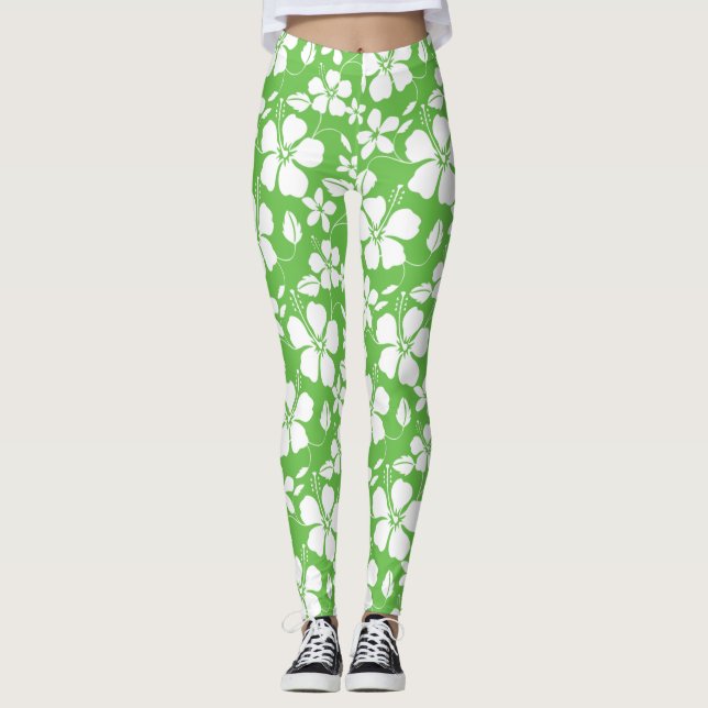 HAWAIIAN HULA (HIBISCUS) LIMETTE LEGGINGS (Vorderseite)